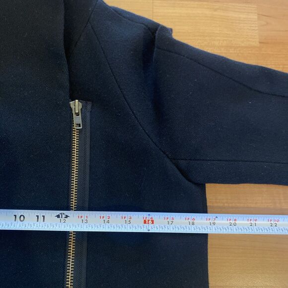 J.‎ CREW Pea Coat Womens Size 0 Wool Black Zip Jacket Classic Preppy - Picture 8 of 12